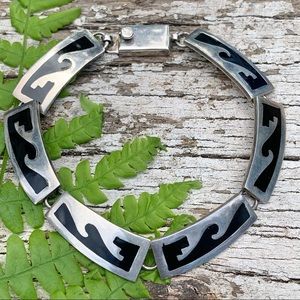 Vintage Taxco Onyx Waves Bracelet